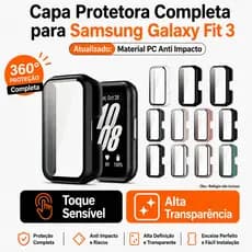 Capa Case Protetora + Película para Samsung Galaxy Fit 3 – Proteção Completa para Smartwatch Fit3