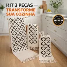 Kit 3 Peças Passadeira Cozinha Tapetes Para Cozinha Geométrica Excelente Qualidade Tecido Grosso Tear Nozinho