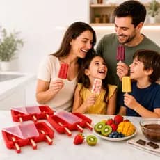 Kit  2 Formas Molde Para Sorvete Picolé Caseiro Doce Silicone Com Tampa 100 Palitos