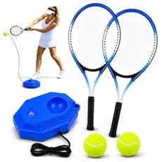 Kit Treino Tennis Trainer Raquete Base Bola Elastica Infantil Adulto Iniciante Coordenação Reflexo