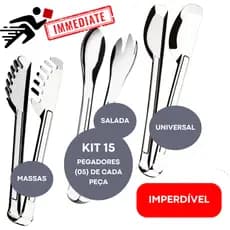 Kit 15 Peças 20CM Pegadores Massas Salada Universal Multiuso Aço Inoxidável