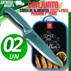 Faca Texas Peixaria 7" Tabua de Carne Estampada Corte Carnes Frios Frutas Legumes Multiuso