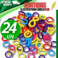 24 Unidades de  Elástico Xuxinha 4cm, De Cabelo Feminino Infantil Multicolorido, Indicado para o uso diário da crianças