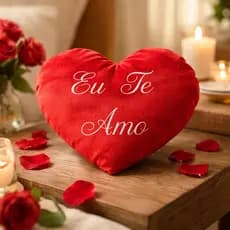 Almofada de Pelúcia Coração 38 CM Frase Bordada Eu Te Amo super macia 1 Peça Dia das Mães