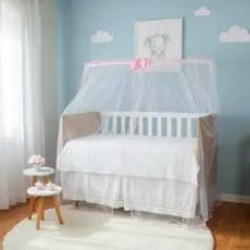 Mosquiteiro de Fita Para Berço De Bebê Menina Menino Tela Rede Cortinado Diversas Cores com Laço