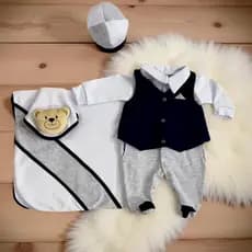 Saída Maternidade Menino Roupa de Bebê Smoker Kit 5 Peças