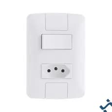Kit com 3 Conjuntos 4x2 com 1 Interruptor Simples 6 A 250 V e 1 Tomada 2P+T 10 A 250 V Tramontina Aria Branco