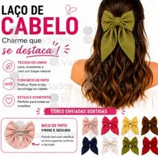 Kit 12 unidades Laço de cabelo Grande De Tecido Linho para Mulheres e Meninas DE BICO DE PATO