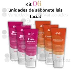 Kit 6 Unidades de Sabonetes Facial Rosa Mosqueta ou Vitamina C ISIS REZENDE