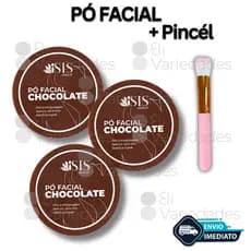Kit Po Facial Chocolate Matte E Pincel De Maquiagem 1 Ou 3 Unidades Atacado