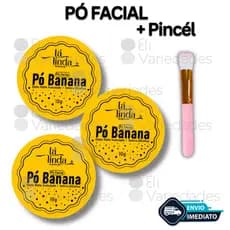 Kit Ate 3 Po Facial Banana Ta Linda Matte Controle Oleosidade E Pincel De Maquiagem Atacado