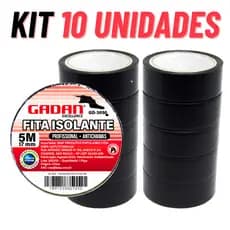 kit 10 Fitas Isolantes Preta 10 Unidades 5 Metros Alta Qualidade profissional