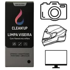 Limpa Viseira Spray 25ml + Flanela  microfibra para Telas, lentes, Câmeras, TV, Monitor, Notebook