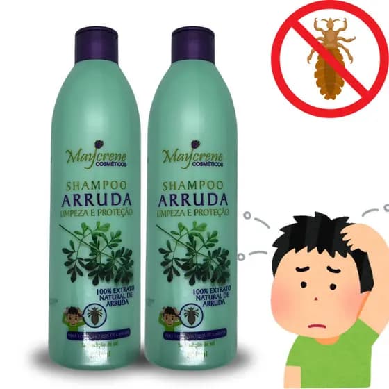 Kit 2 Shampoo Arruda Contra Piolhos e Lêndias Elimina Piolhos em Crianças