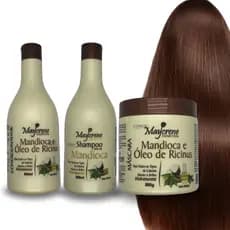 Kit Mandioca 3x500ml - 1 Shampoo + 1 Condicionador + 1 Máscara - Nutri e Repara Fios
