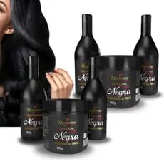 Kit Cabelos Pretos Lama Negra Brilho e Hidratação para Cabelos Pretos Tons Escuros