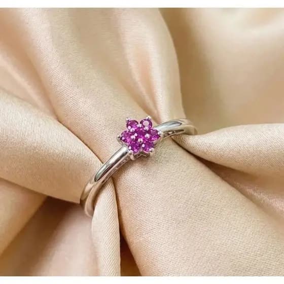 Anel de Prata 925, modelo de chuveiro pink