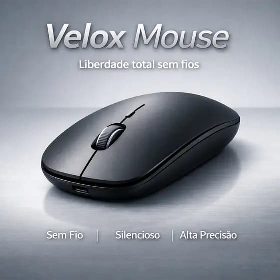 Mouse Sem Fio Velox Mouse Wireless Silencioso USB Ergonômico Alta Precisão Notebook PC Preto