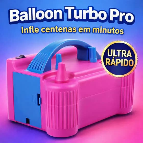 Máquina Inflador de Balões Elétrico Balloon Turbo Pro 2 Bicos 220V Rápido Festa Decoração