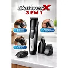 BarberX 3 em 1  Aparador- Cortador de Barba, Cabelo e Pelos, Recarregável Bivolt