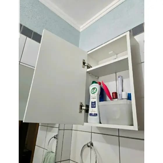 Nicho Com Porta Armário Aéreo Organizador Banheiro