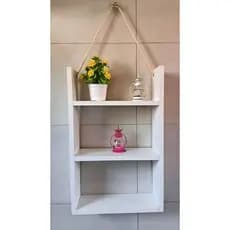 Nicho Organizador Com Corda De Sisal Em MDF Branco Banheiro | Sala | Quarto | Cozinha 50A x 33Lx 10P