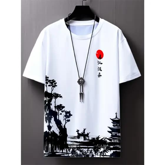 Camiseta Oriental Masculino Japão Por Do Sol Premium camisa masculina femina blusa feminina