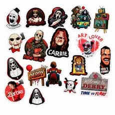 Kit 20 Adesivos de Terror em Vinil Horror Movie Para Amantes de Horror e Filmes - Stickers figurinhas criativas