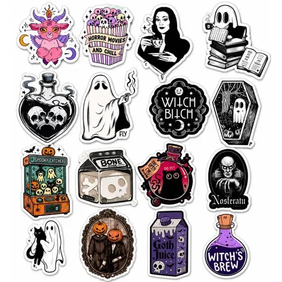 Adesivos decorativos em Vinil gótico para garrafas de água, laptops, álbuns de recorte
