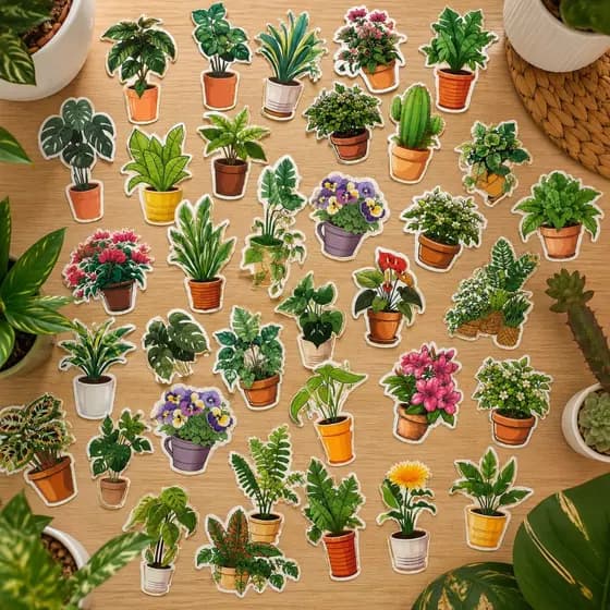 Adesivos Personalizados Plantas vaso de plantas decorativos verde Kindle Notebook Garrafa Plantas decorativas