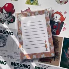 KIT Bloco de notas It: A Coisa + 10 Adesivos Personalizados do Filme e Serie Bem Vindos a Derry Palhaço Pennywise