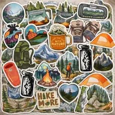 PACK Adesivos Camping Personalizados Acampamento viagens aventura Stickers para Aventureiros Trilhas
