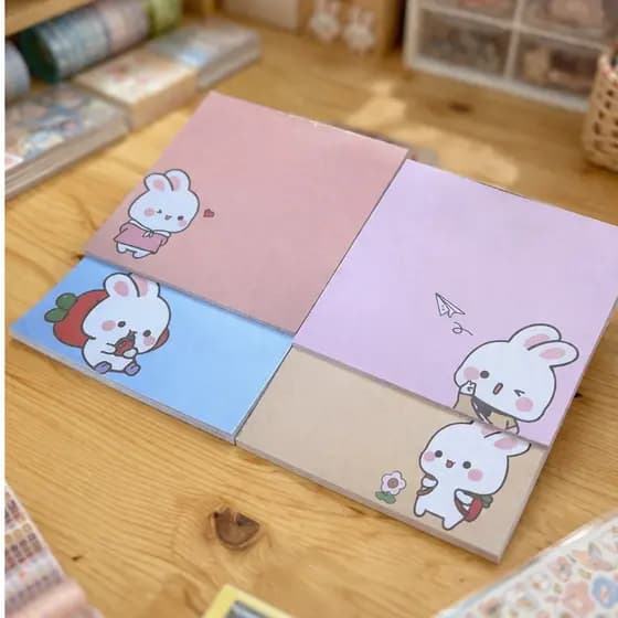 Bloco de Notas Kawaii coelhinhos fofos Anotações Personalizados