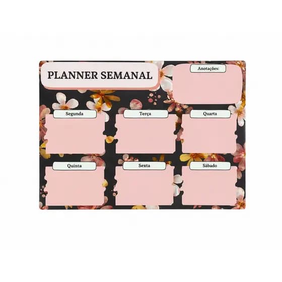 Planner Semanal Magnético Floral A4 | Quadro Organizador de Tarefas Estudos Casa Escritório