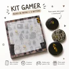 KIT Gamer Bloco de Notas + 3 Bottons Personalizado Criativo Hollow Knight Little Nightmares Anotaçoes