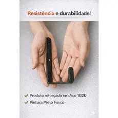 Gancho Multiuso em Aço 10x7 cm Preto Fosco — Suporte Resistente para Organização e Utilidades
