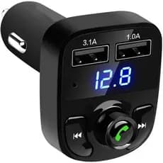 Adaptador Bluetooth Carro Transmissor FM Carregador Veicular Compatível com Android e iPhone - x8