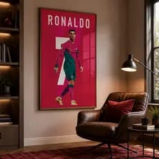 Quadro Decorativo Poster Futebol Jogador Cristiano Ronaldo Camisa 7 Com ou Sem Vidro 50X75 60x90cm