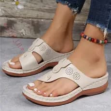 Sandálias Flip Flops De Verão Femininas Com Suporte Em Arco-Clip Leve E Confortável Para Caminhada  Sandália De Cunha De