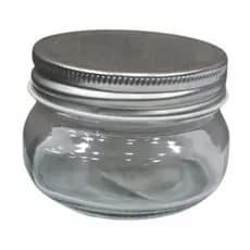 POTE DE VIDRO QUADRADO 150ML TAMPA PRATA 70050 VF UN