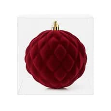 Bola de Natal Decorativa Vermelha Veludo 12cm Unid. Vivian Festas