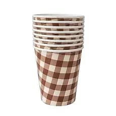 Copo de Papel Xadrez Marrom 250ml 10Unid. Partiu Festas