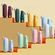 Guarda-Chuva Mini Capsula 5 Dobras - Para Sol e Chuva, Várias Cores e Acompanha Estojo