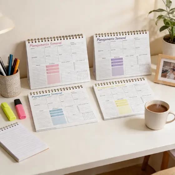 Planner Semanal e Diário 50 Semanas Organização e Estilo de Vida - Capa de Acetato, Aramado Wire-O Alta Qualidade