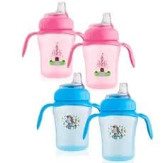 Kit Copo Infantil 2 Peças Mundo Macio Antivazamento Cefisa Alças 240ml