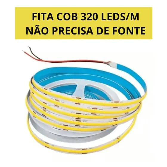 Fita COB – 10m, 8mm, Ligação Direta 110V/220V | Não precisa de Fonte | Para Perfil Led, Sanca