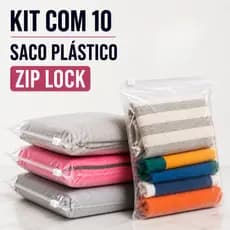 Saco Plástico Zip Lock Abre e Fecha Kit 10 Pasta Transparente G 50x45 Praticidade - Promoção !