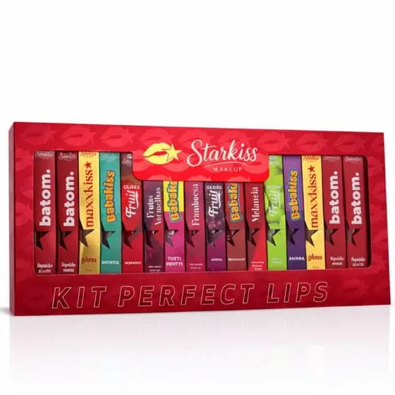 Kit Gloss Hidratante Labial Perfect Lips 16 Peças Brilho Molhado Starkiss Makeup - Promoção !