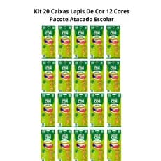 Kit 20 Caixas Lapis De Cor 12 Cores Pacote Atacado Escolar - Leo&Leo