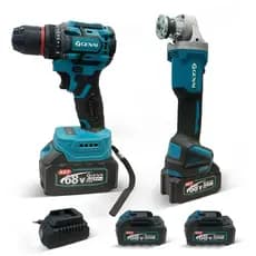 68V 2 Em 1 Brushless Profissional E Furadeira De Impacto Portatil + Esmerilhadeira 2 baterias + Maleta